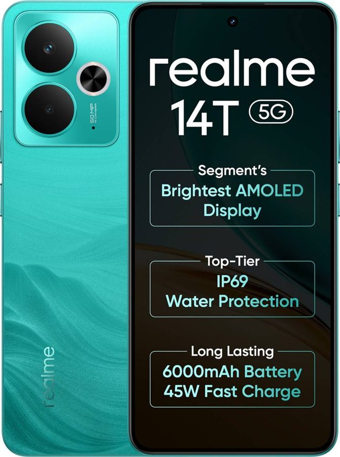[PH-REA-55D1B467ED] realme 14T 5G (Surf Green, 8GB RAM, 128 GB)