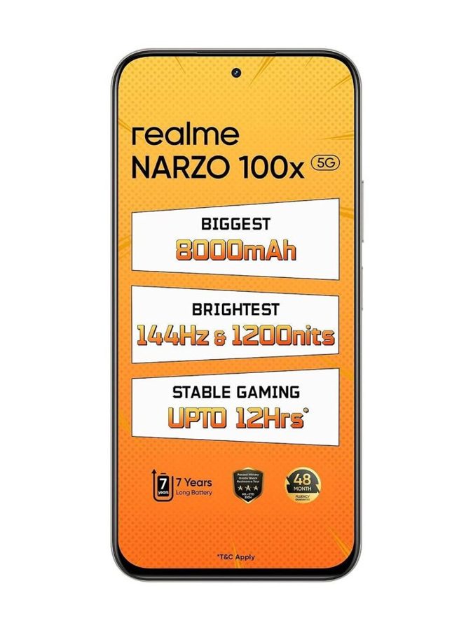 [PH-REA-1DBC526DC3] realme Narzo 100x 5g (Flash Orange, 4GB RAM, 128 GB)