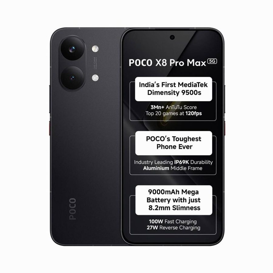 [PH-POC-E70B7A6A6D] POCO X8 Pro Max (Black, 12GB RAM, 256 GB)