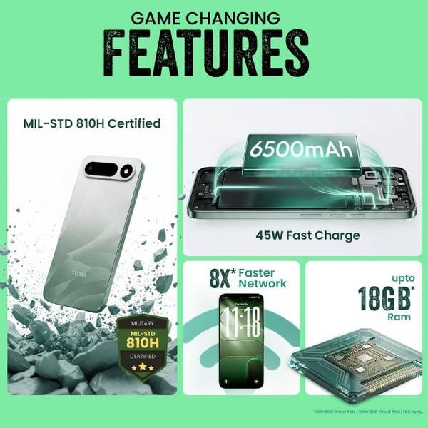 Tecno POP X 5G (Ripple Green, 128 GB) (6 GB RAM) - Photo 3