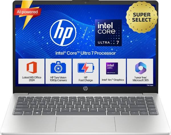 [SML-F7758BCA7513D3D9] HP 14 AI PC Intel Core Ultra 7 155H - (16 GB/512 GB SSD/Windows 11 Home) 14-ep1151TU/14-gr1036TU Thin and Light Laptop