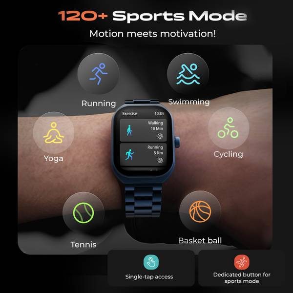 GOBOULT Trail 2.01'' 3D Curved HD Display, Working Crown, Health Monitor, IP68 Smartwatch (Blue, Free Size) - Photo 4