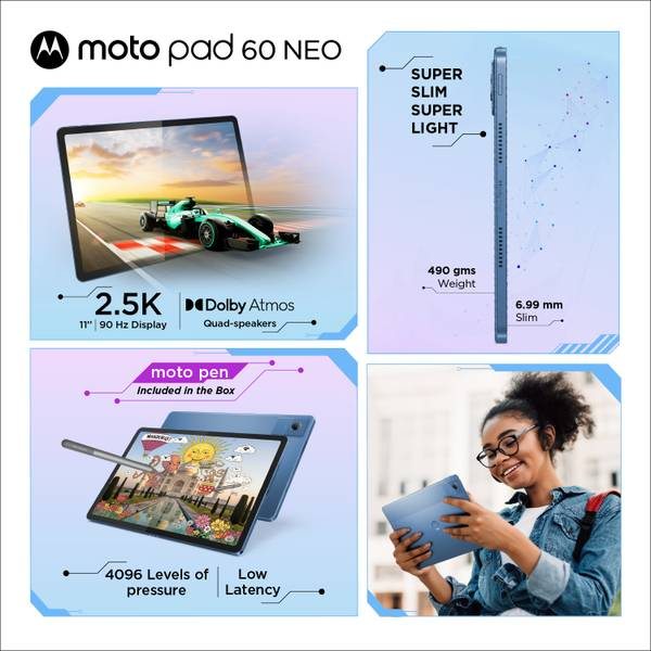 MOTOROLA Pad 60 Neo 4 GB RAM 128 GB ROM 11 inch with Wi-Fi Only MediaTek Dimensity 6300 Tablet (Malibu Blue) - Photo 2