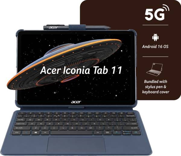 [SMT-6B11D184E7DA2B5B] Acer Iconia Tab iM11 with Stylus Pen + Keyboard 8 GB RAM 256 GB ROM 10.95 inch with Wi-Fi+5G Gaming MediaTek 8755 CPU – Octa core Up to 2.4 Ghz Tablet (Slate Grey)