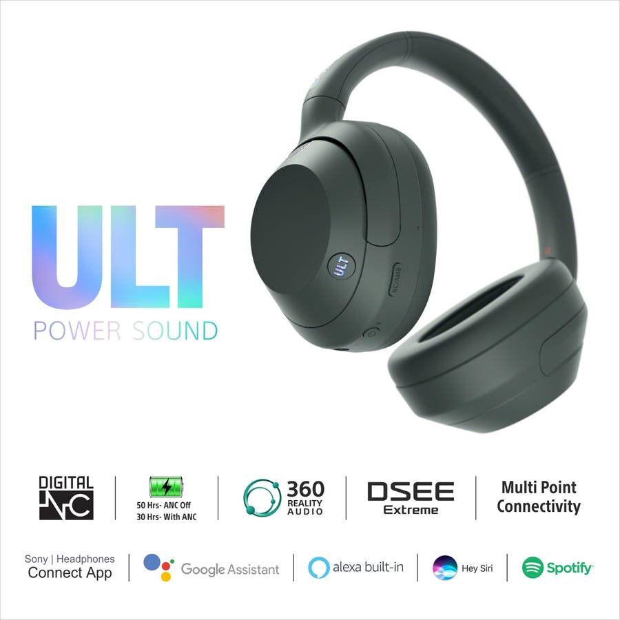 SONY WH-ULT900N Wireless Noise Cancellation with Ultimate Bass, ULT Wear Bluetooth (Forest Gray) - Photo 2