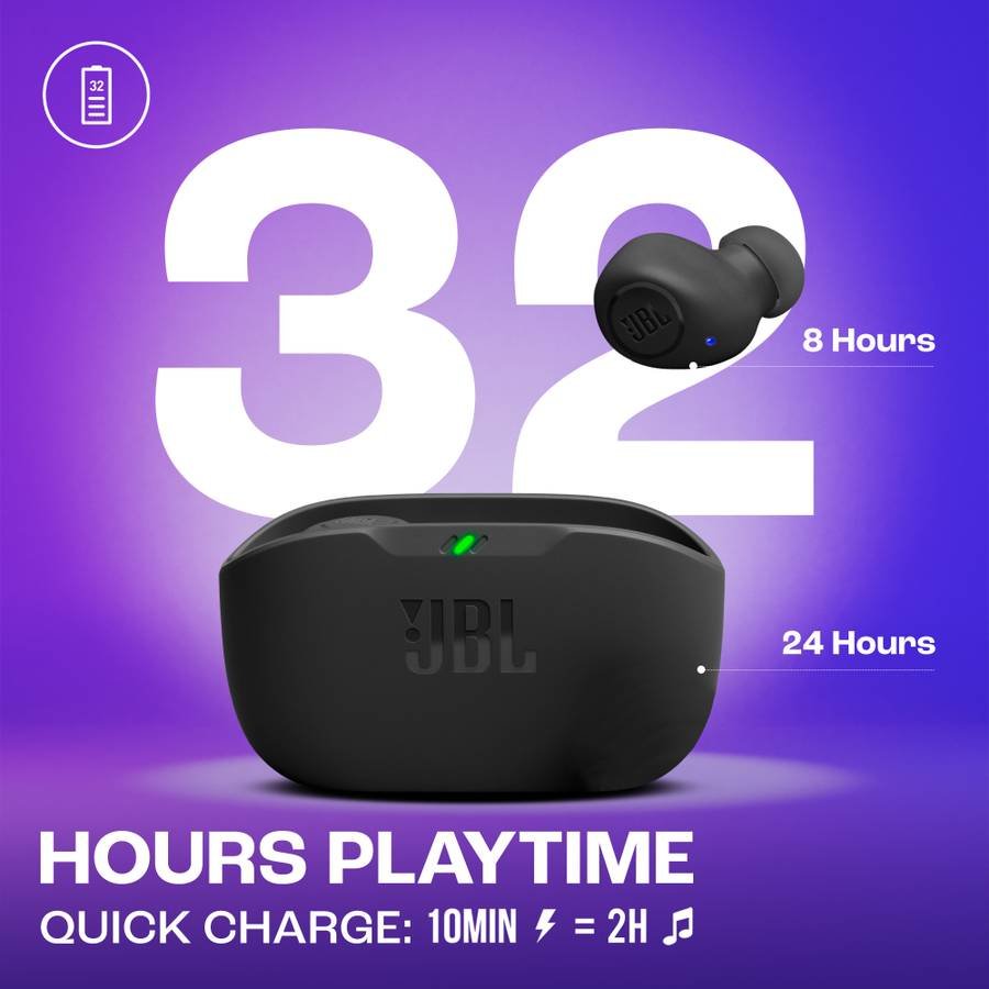 JBL Wave Buds TWS, 32Hr Playtime, IP54, Smart Ambient & TalkThru Mode, JBL App, Bluetooth (Black) - Photo 3