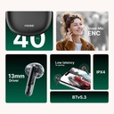 Noise Buds Mini with 13mm Drivers BT v5.3, Low Latency, 40Hr Playtime Quad-Mic ENC Bluetooth (Calm Lilac) - Photo 3