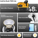realme Buds T200 Lite with 12.4mm Driver, 48hrs Playback, AI ENC & Dual-Device Pairing Bluetooth (Volt Black) - Photo 3