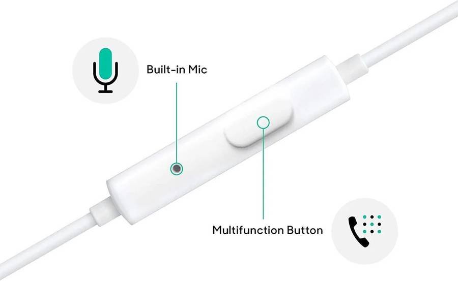 OPPO MH319/MH135 Semi-in-ear Headphones 3.5mm Jack Wide sound field with deep bass Wired (White) - Photo 2