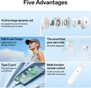 OPPO Type-C Half-in-Ear Wired Earbuds(MH136), 14.2mm Dynamic Coil Wired (White) - Photo 3