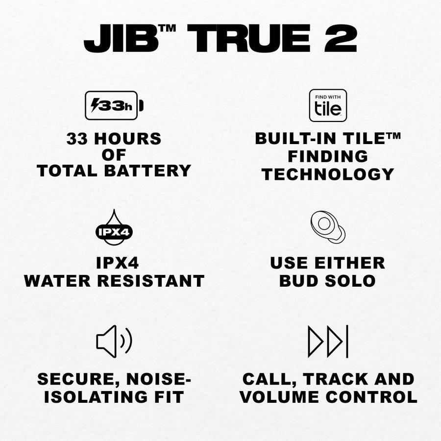 Skullcandy Jib True 2 TWS Wireless Earbuds, 32 Hr Battery, Noise-Isolating Fit, IPX4 Bluetooth (True Black, In the Ear) - Photo 2