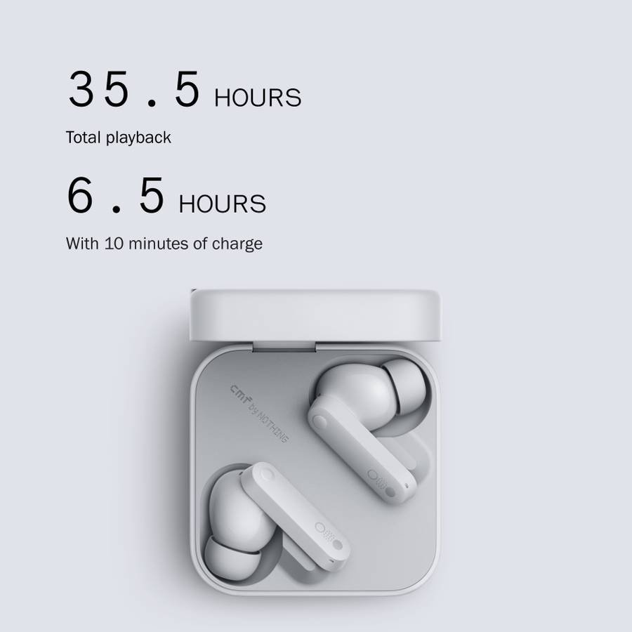 CMF by Nothing Buds 42 dB Active Noise Cancellation, Ultra Bass Technology, 35.5 Hrs playtime Bluetooth (Light Gray) - Photo 2