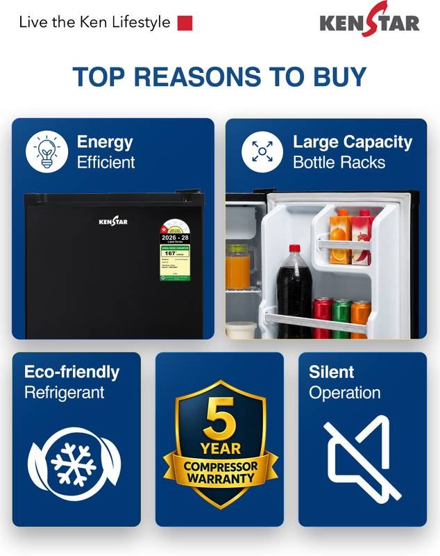 Kenstar 45 L Direct Cool Single Door 1 Star Refrigerator (Black) - Photo 2