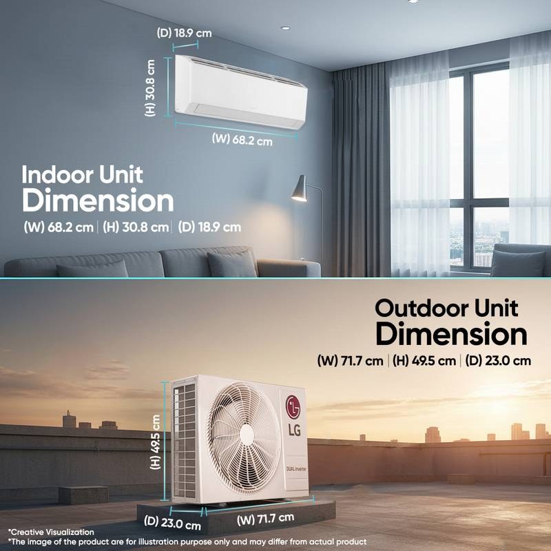 LG 2026 Model 0.8 ton 2 Star Split Smart Inverter Faster Cooling and Energy Saving, AI Convertible 6-in-1 Cooling, HD Filter with Anti Virus Protection, Him Clean, VIRAAT Mode and Diet Mode Plus AC (White) - Photo 4