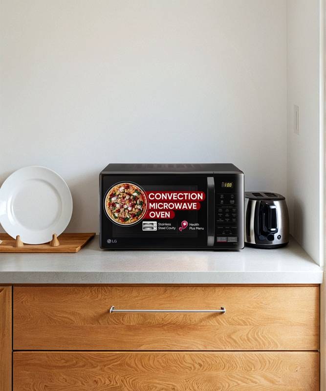 LG 21 L Black, Auto Cook Menu, Defrost, Stainless Steel Cavity, Heathplus menu, Indian Cuisine, Tandoor Se, Paneer/Curd, Steam Clean & Quartz Heater) Convection Microwave Oven - Photo 3