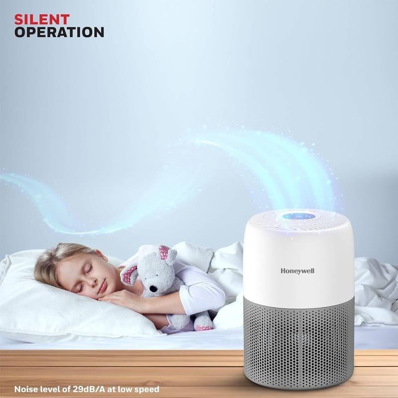Honeywell Air Touch V1 3 Stage Filtration, Covers 235 Sq.ft, 3-in-1 filter - Pre-Filter, H13 HEPA Filter, Activated Carbon Filter, Removes 99.97% Pollutants, Allergens, Pet Danger, Smoke, Dust & Pollens Portable Room Air Purifier (White) - Photo 2