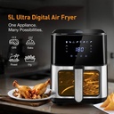 KENT Ultra Digital Air Fryer 5L | Bake, Grill & Roast | Up to 80% Less Oil Usage | Air Fryer (Black & Silver) - Photo 3