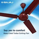 BAJAJ Crest Turbo 1200mm Brown CF with 1 Year Warranty Ultra High Speed 1200 mm Ceiling Fan (Dark Brown) - Photo 2