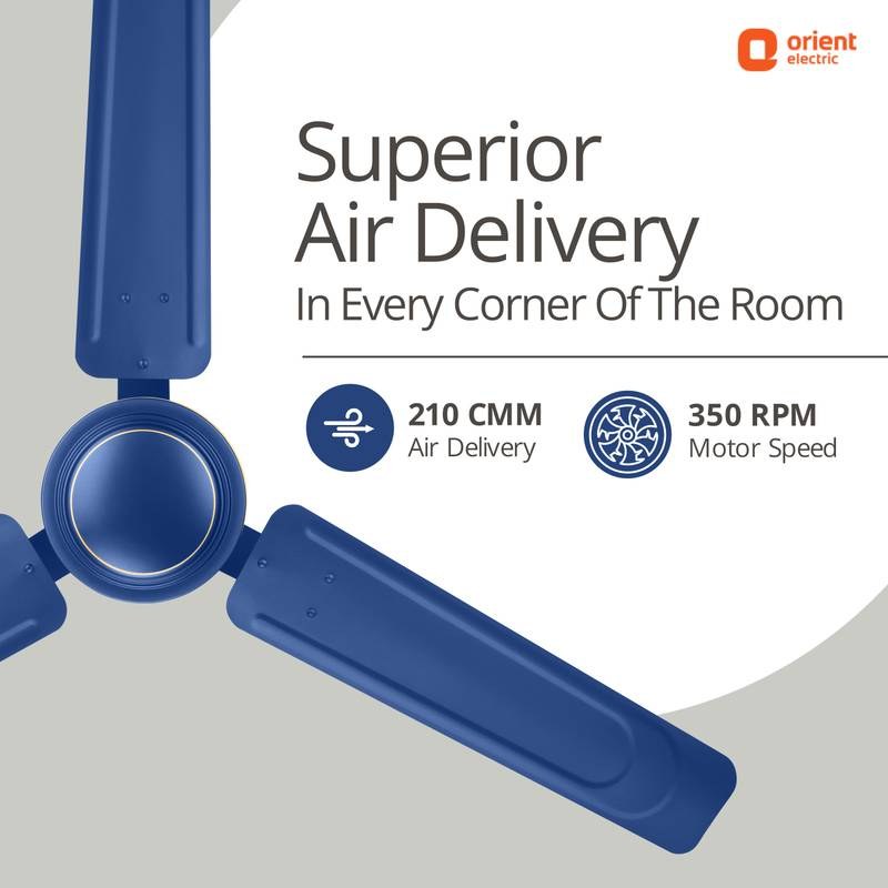 Orient Electric Ujala Air| Rust Resistant | Heavy Motor | BEE-1 Star Rated | Superior Air Flow with 2 Year Warranty High Air Delivery, Energy Saving 1200 mm Ceiling Fan (Blue) - Photo 2