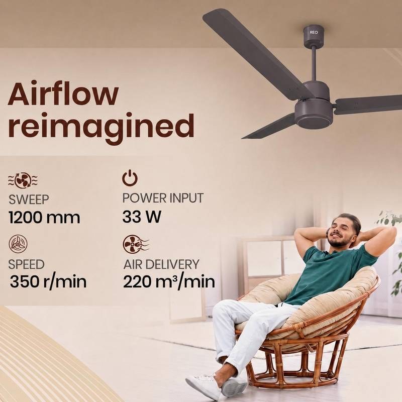 Reo by Havells Unnovate|Remote Controlled|Reverse Rotation Mode| Timer Setting| Low Noise with 2 Year Warranty BLDC Motor 1200 mm Ceiling Fan (Stone Grey) - Photo 2