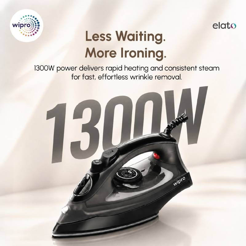 Wipro by Wipro GS 105 Brevia 1300 W Steam Iron (Black) - Photo 3
