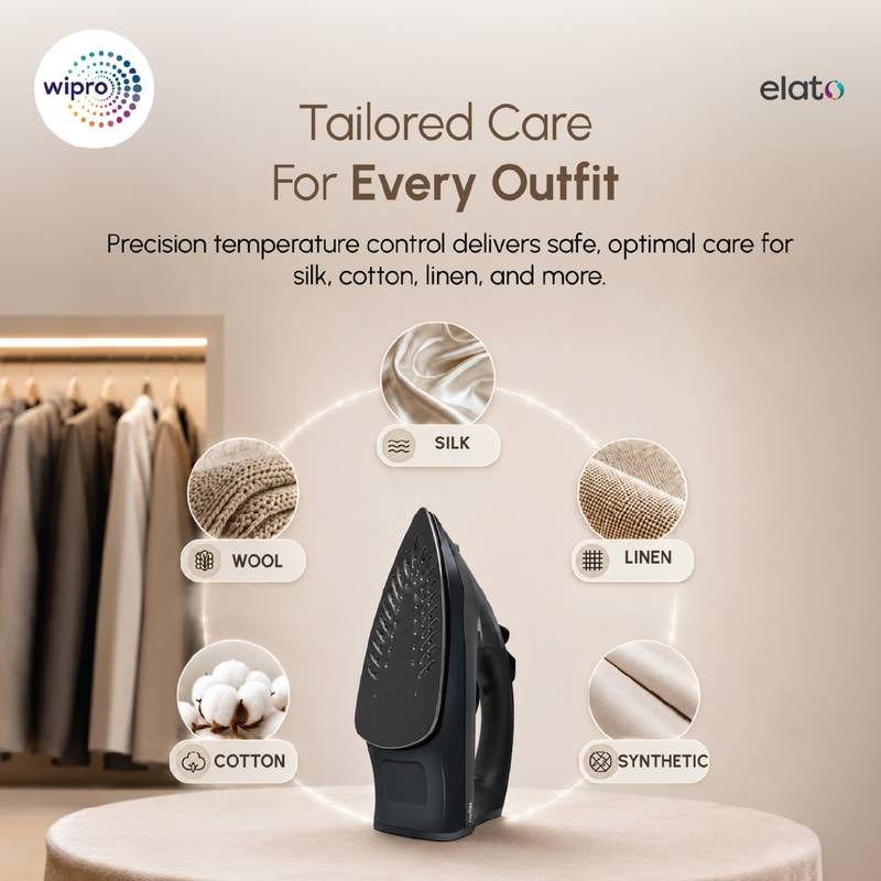 Wipro by Wipro GS 105 Brevia 1300 W Steam Iron (Black) - Photo 4