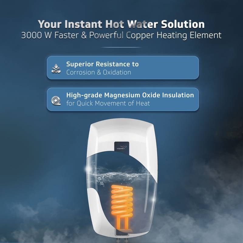 V-Guard Zio 5 L Instant Water Geyser 3000 W Powerful Heating |Suitable for Kitchen & Bathroom | 5 Year Tank Warranty - Photo 3