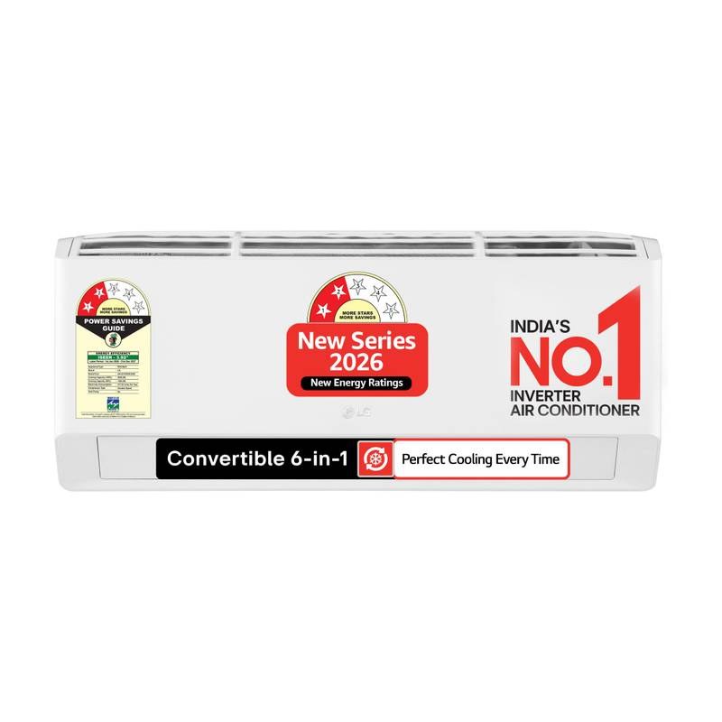 [SMH-7C070E6C080687F8] LG 2026 Model 0.8 ton 2 Star Split Smart Inverter Faster Cooling and Energy Saving, AI Convertible 6-in-1 Cooling, HD Filter with Anti Virus Protection, Him Clean, VIRAAT Mode and Diet Mode Plus AC (White)