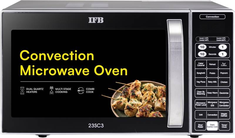 [SMH-279E26BDAF89C33E] IFB 23 L 71 Auto Cook Menus, 10 Power Levels, Auto Defrost, Grill Mode, Combi- Cook Mode Convection Microwave Oven (Silver)