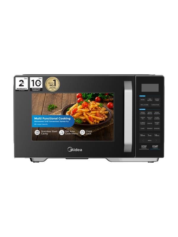 [SMH-699B0AC6FBC2AB34] Midea 28 L with Air fryer, Grill, 326 Auto Cook Menu, 900W Microwave Power, Defrost, Multi-Stage Cooking, Stainless Steel Cavity Convection Microwave Oven (Dark Grey)