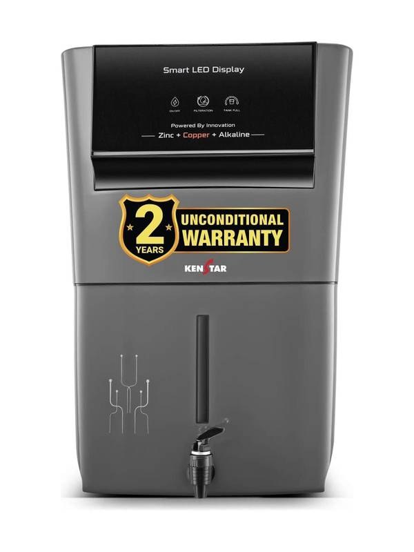 [SMH-F56DF24EB55DA9E4] Kenstar Pureza 8 L RO + UV + UF + Copper + Alkaline + Minerals Water Purifier Needs no service for 2 years (Grey)
