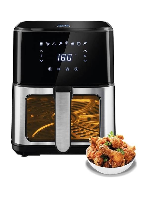 [SMH-1D3D30A2032FF140] KENT Ultra Digital Air Fryer 5L | Bake, Grill & Roast | Up to 80% Less Oil Usage | Air Fryer (Black & Silver)