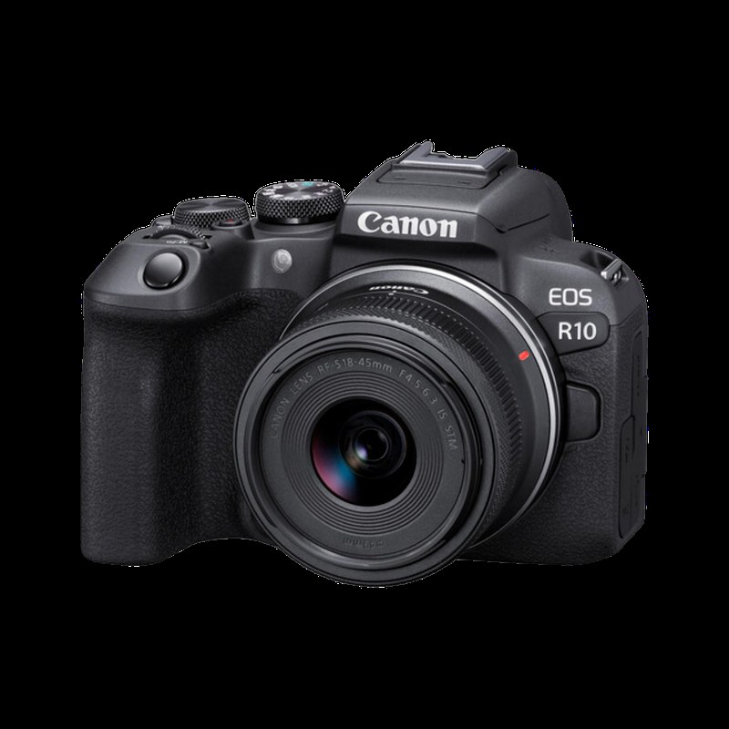 [SMC-C41C29D4045913B3] Canon EOS R10 Mirrorless Camera Body with RF-S 18 - 45 mm f/4.5 - 6.3 IS STM Lens (Black)