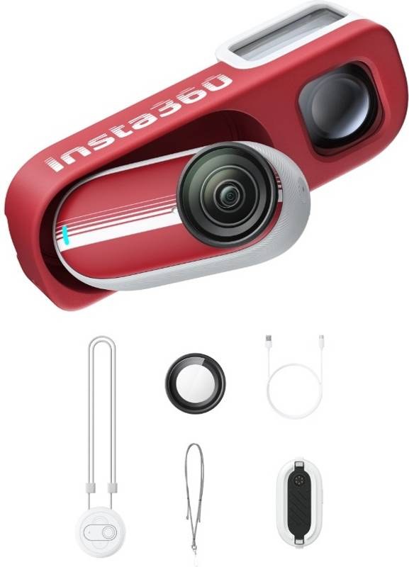 [SMC-6E02823E3E61C8C3] Insta360 GO 3S Retro Bundle Special Edition Sports and Action Camera (Classic Red)
