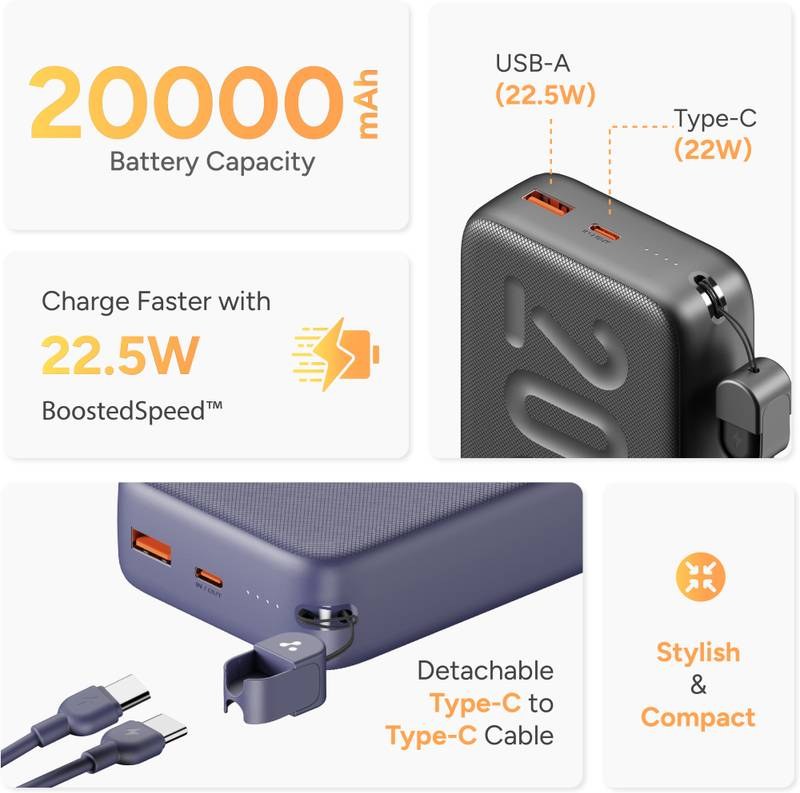 Ambrane 20000 mAh 22.5 W Compact Pocket Size Power Bank - Stylo N20 (Green) - Photo 2