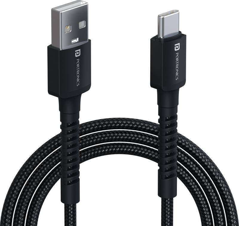 [SMX-6357E0A225DC8E0A] Portronics USB Type C Cable 3 A 1 m NA Konenct X USB to CFast Charging (Black)